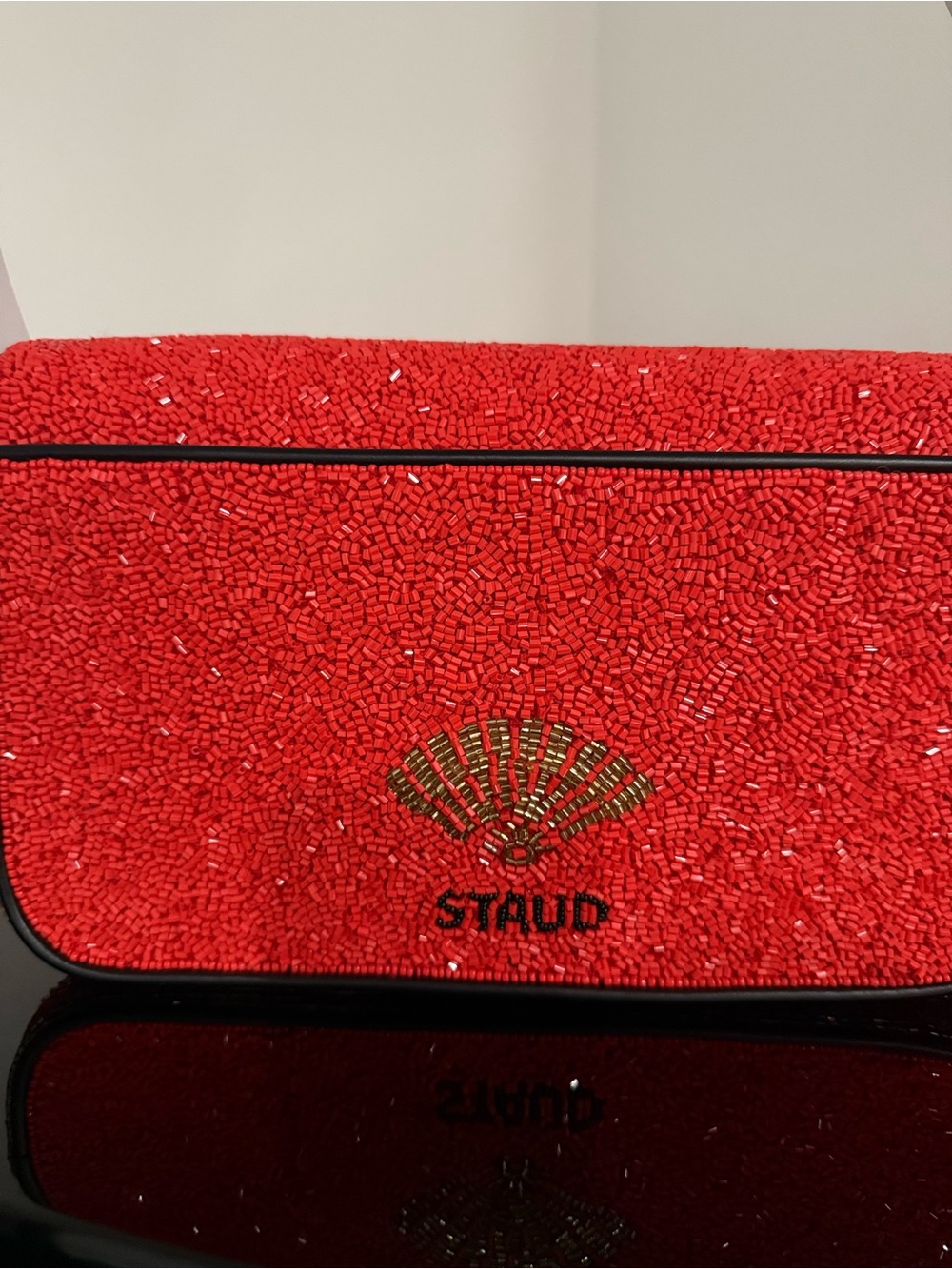 Staud Tommy Red Floral Horse Beaded Shoulder Bag limited Run - Picture 9 of 11
